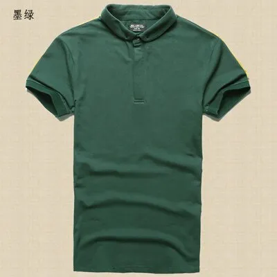 2017 New Men Mandarin Collar Short Sleeve Cotton Casual Polo Shirt Men Fashion Summer Breathable Polos Mens Designer Polo Shirts