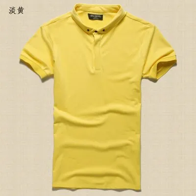 2017 New Men Mandarin Collar Short Sleeve Cotton Casual Polo Shirt Men Fashion Summer Breathable Polos Mens Designer Polo Shirts