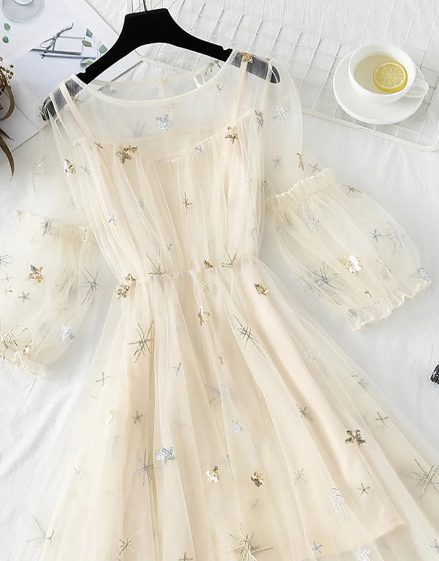 A line tulle short dress fashion girl dress women's summer dress    S96