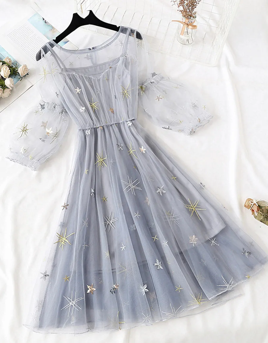 A line tulle short dress fashion girl dress women's summer dress    S96