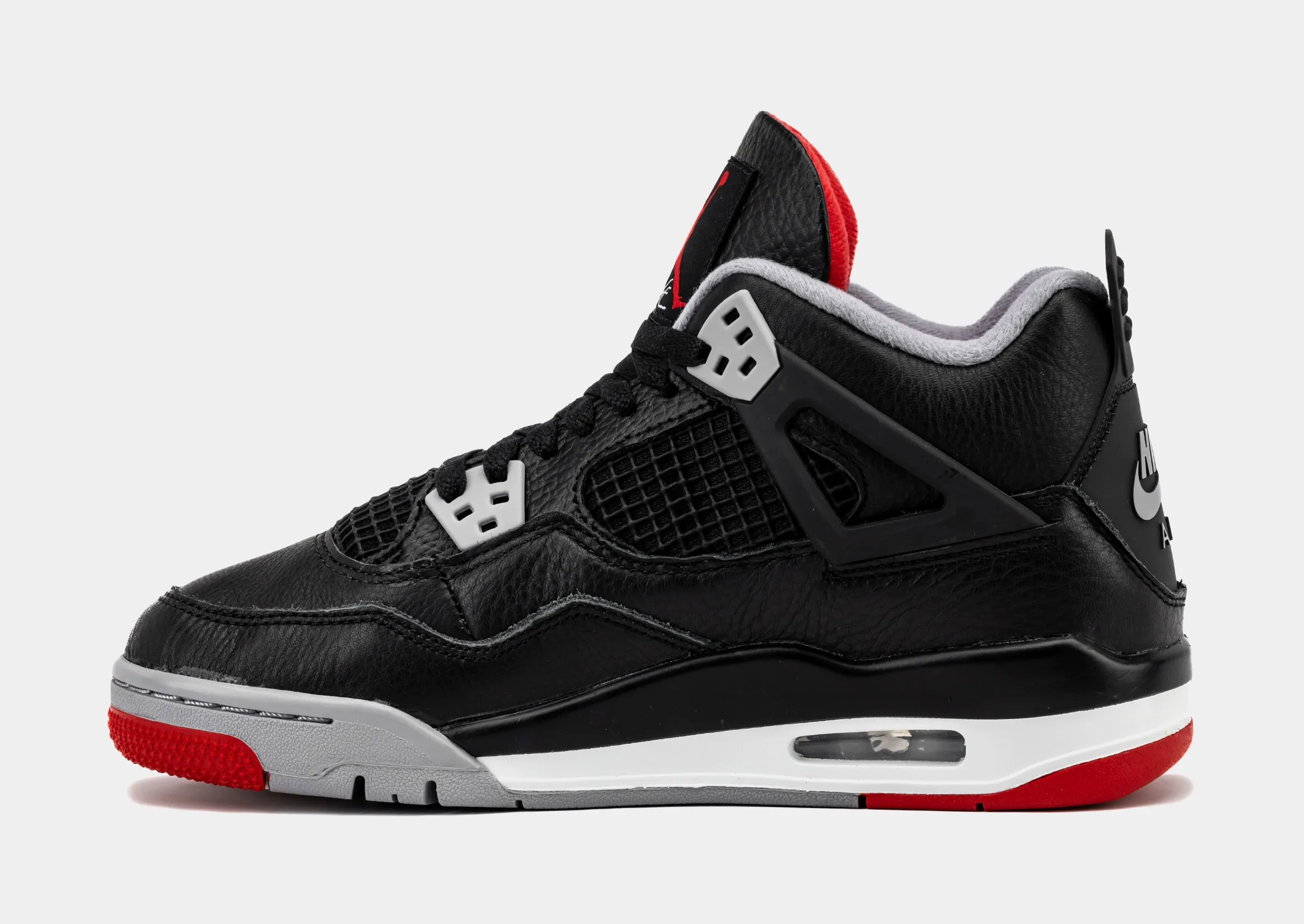 Air Jordan 4 Retro Bred Reimagined Grade School Lifestyle Shoes (Black/Fire Red/Cement Grey)