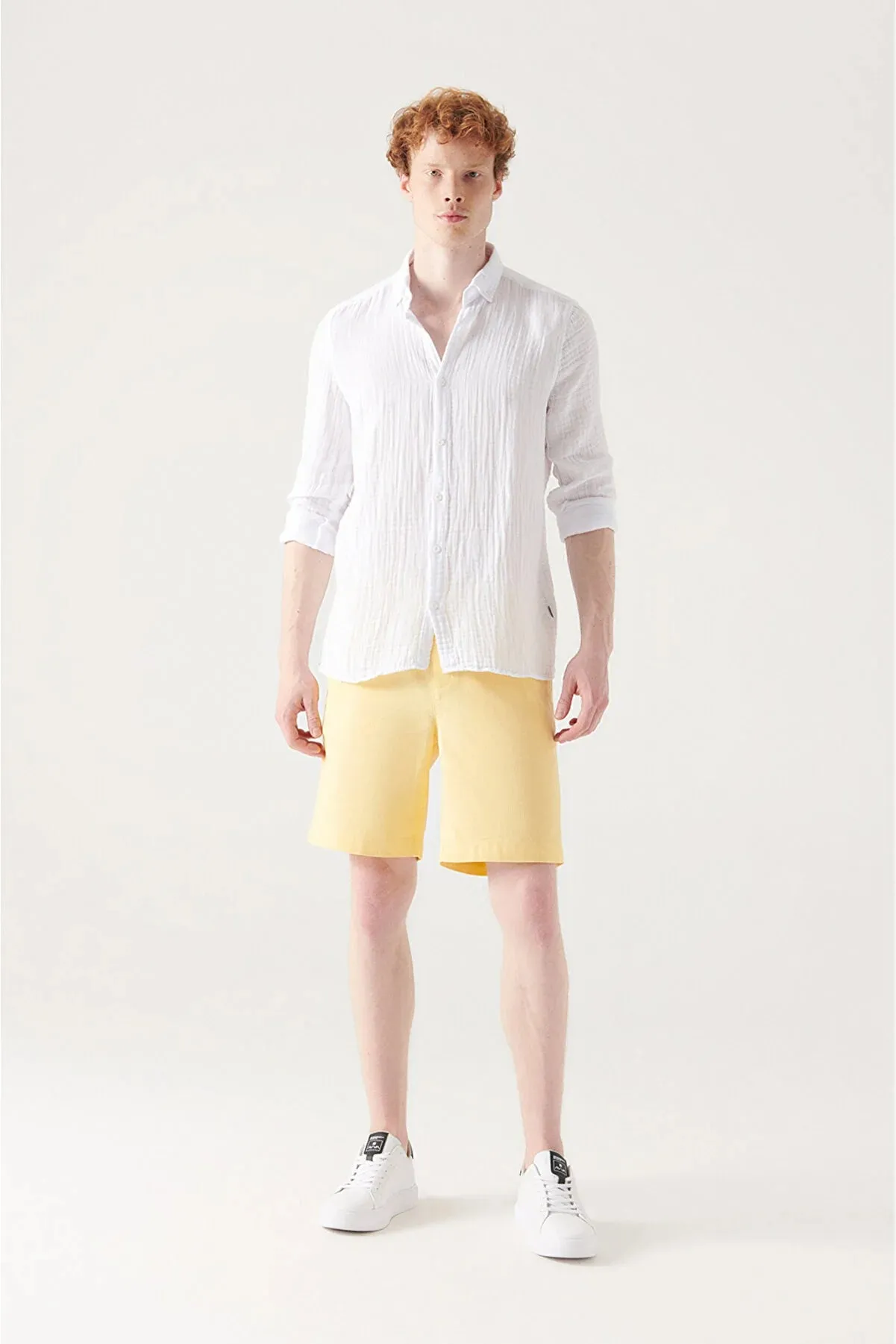 Avva Men's Yellow Cotton Shorts