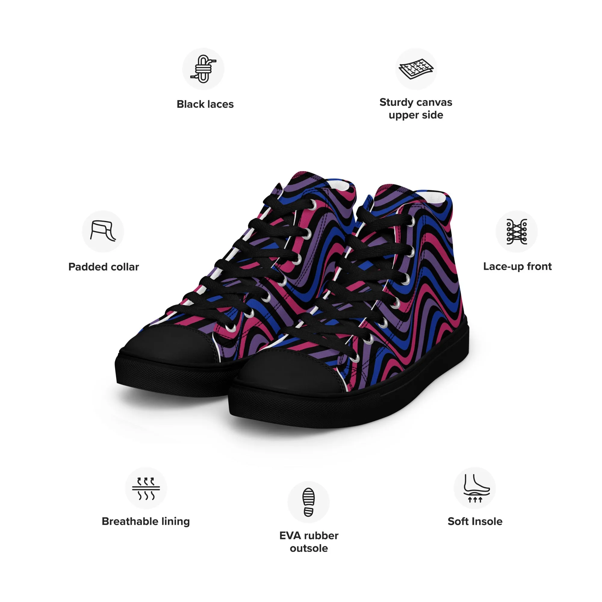 Bisexual Bi Wavey Women’s High Top Canvas Athletic Shoes