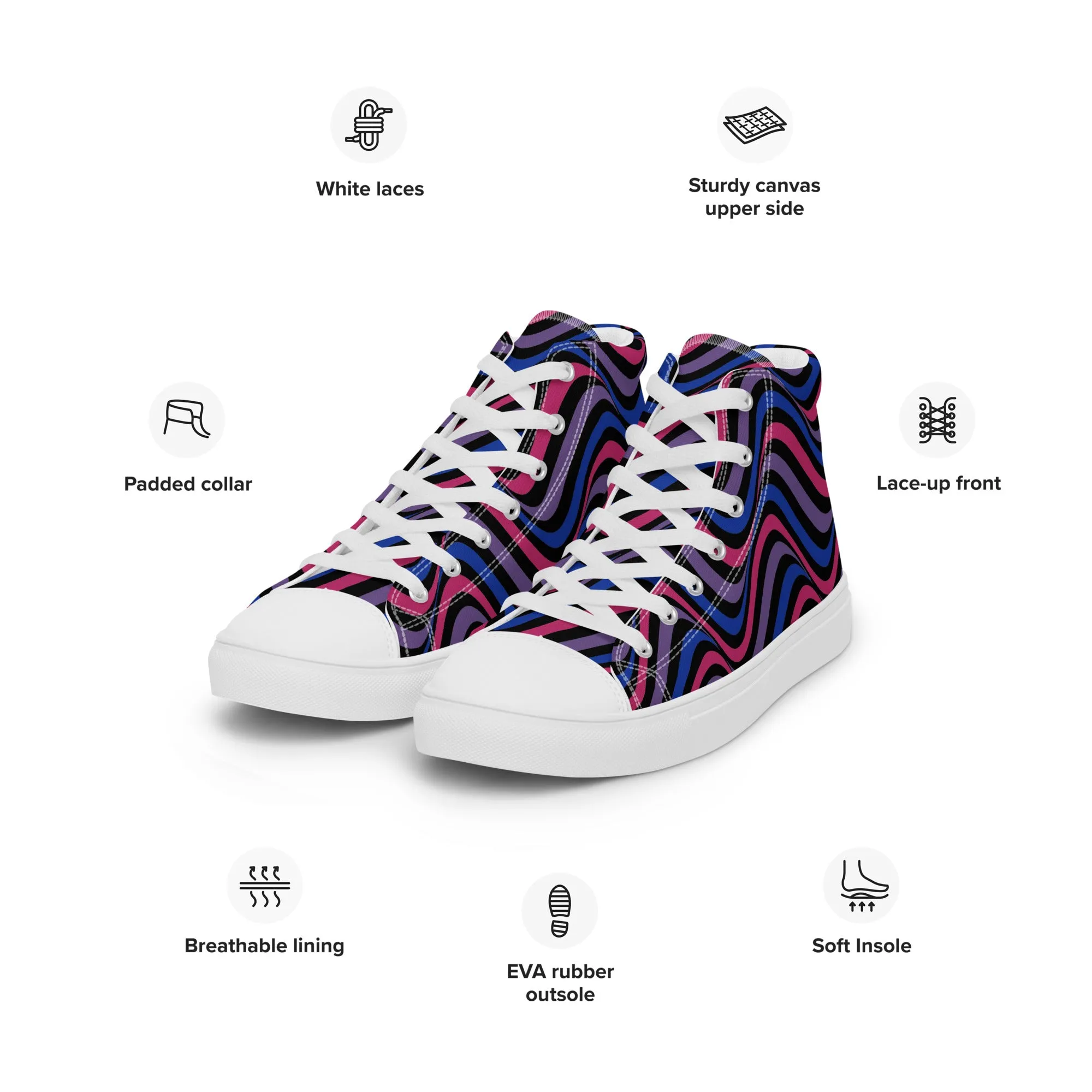 Bisexual Bi Wavey Women’s High Top Canvas Athletic Shoes