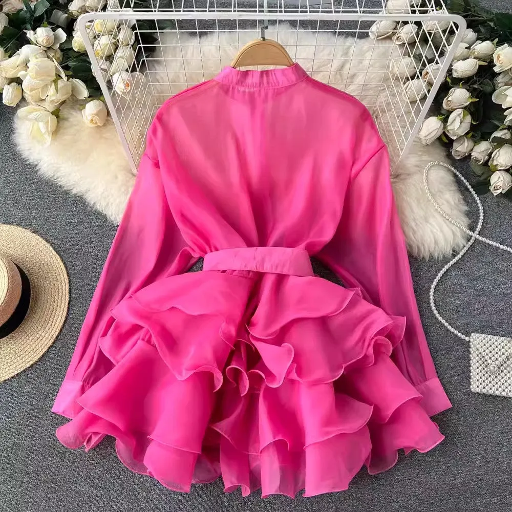 Chiffon Chic Top Women's New Ruffled Design Bow Shirt    S4501