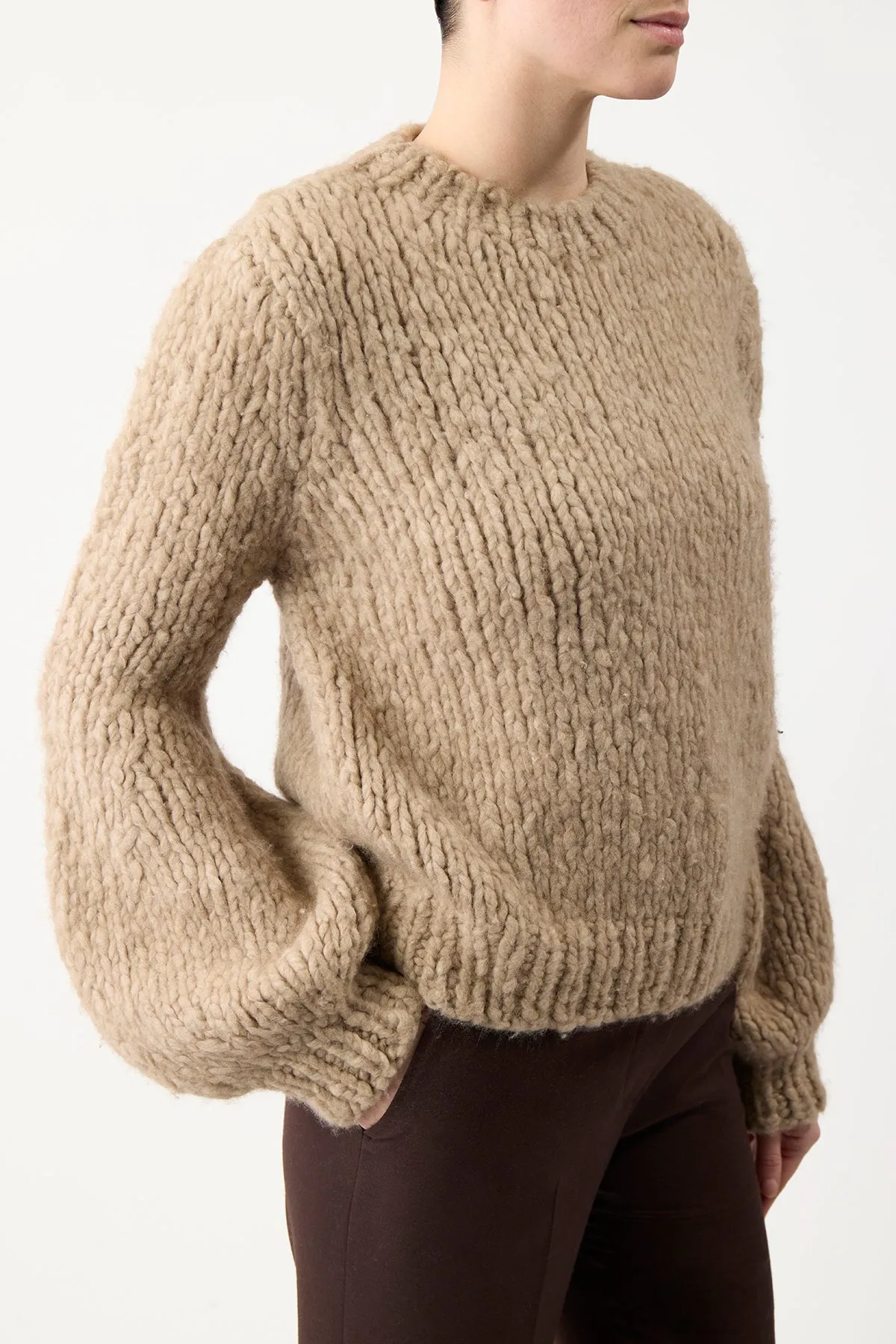 Clarissa Knit Sweater in Camel Welfat Cashmere