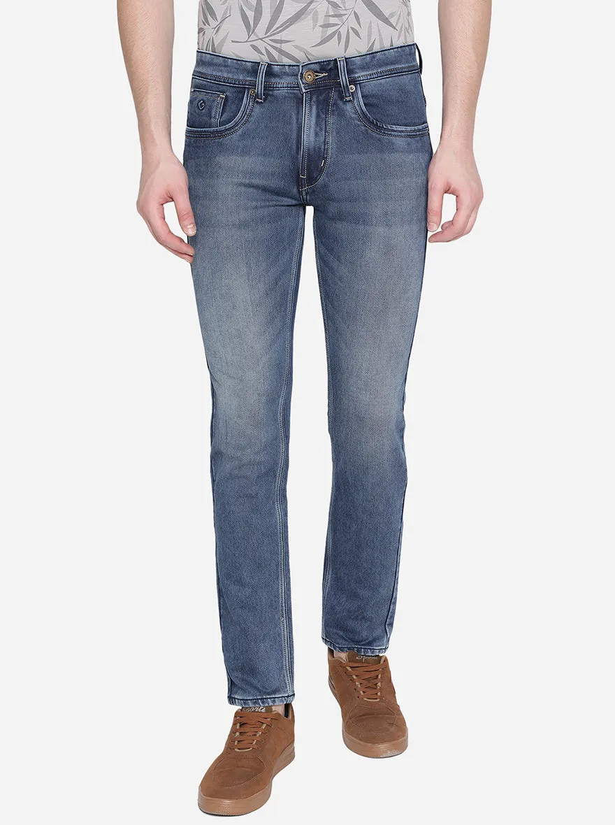 Cloud Blue Solid Narrow Fit Jeans | Greenfibre