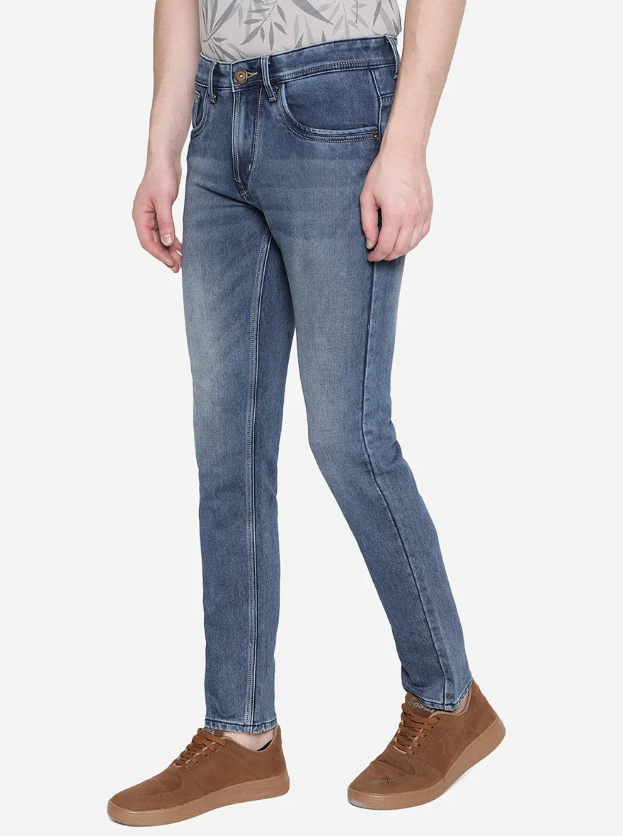 Cloud Blue Solid Narrow Fit Jeans | Greenfibre