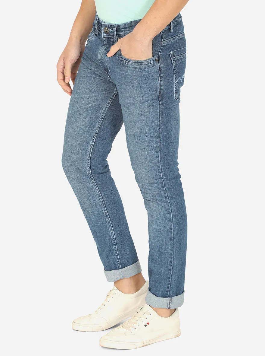 Cloud Blue Washed Narrow Fit Jeans | Greenfibre