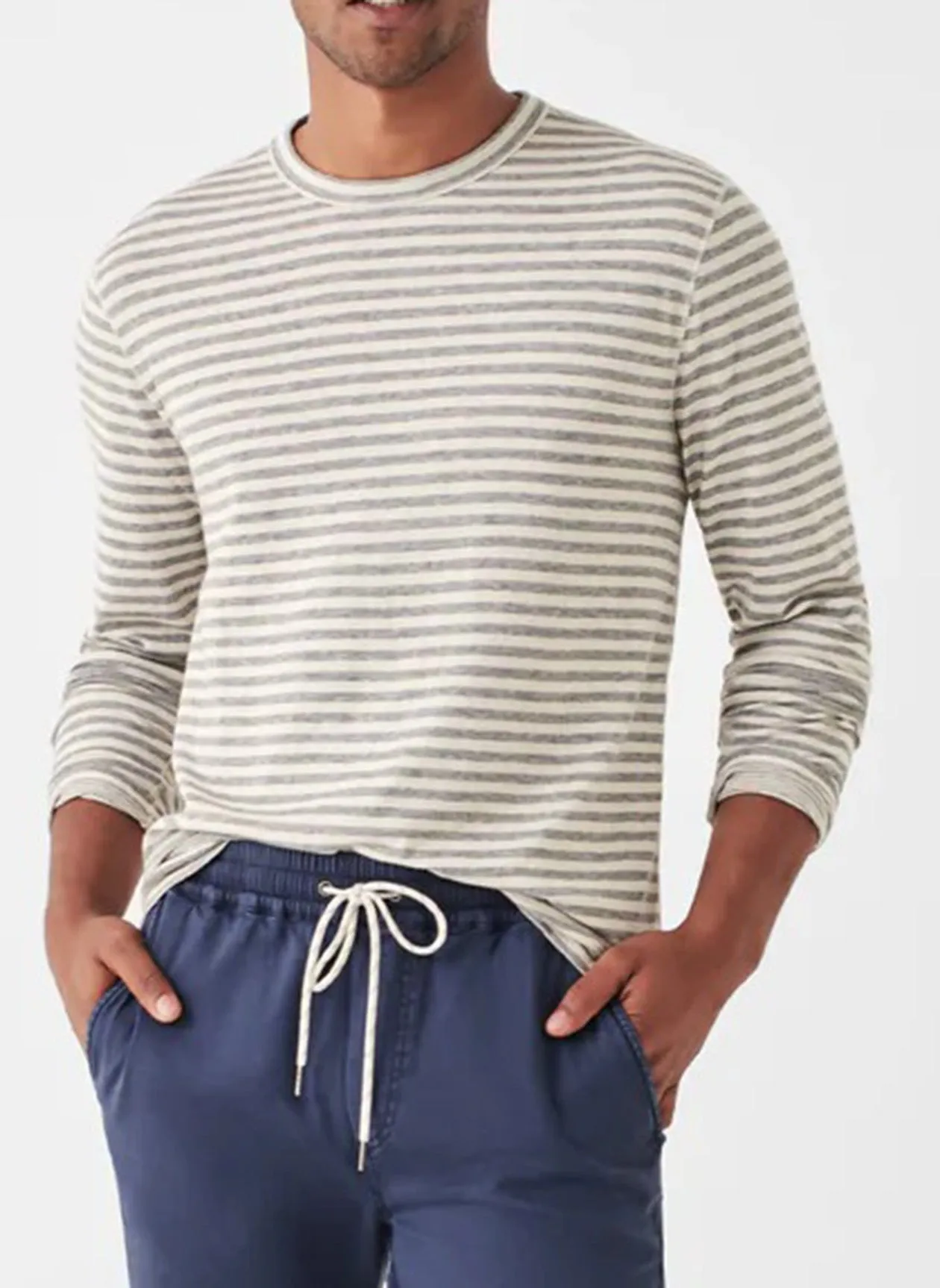 CLOUD REVERSIBLE LONG SLEEVE TEE - STONE PEAK STRIPE