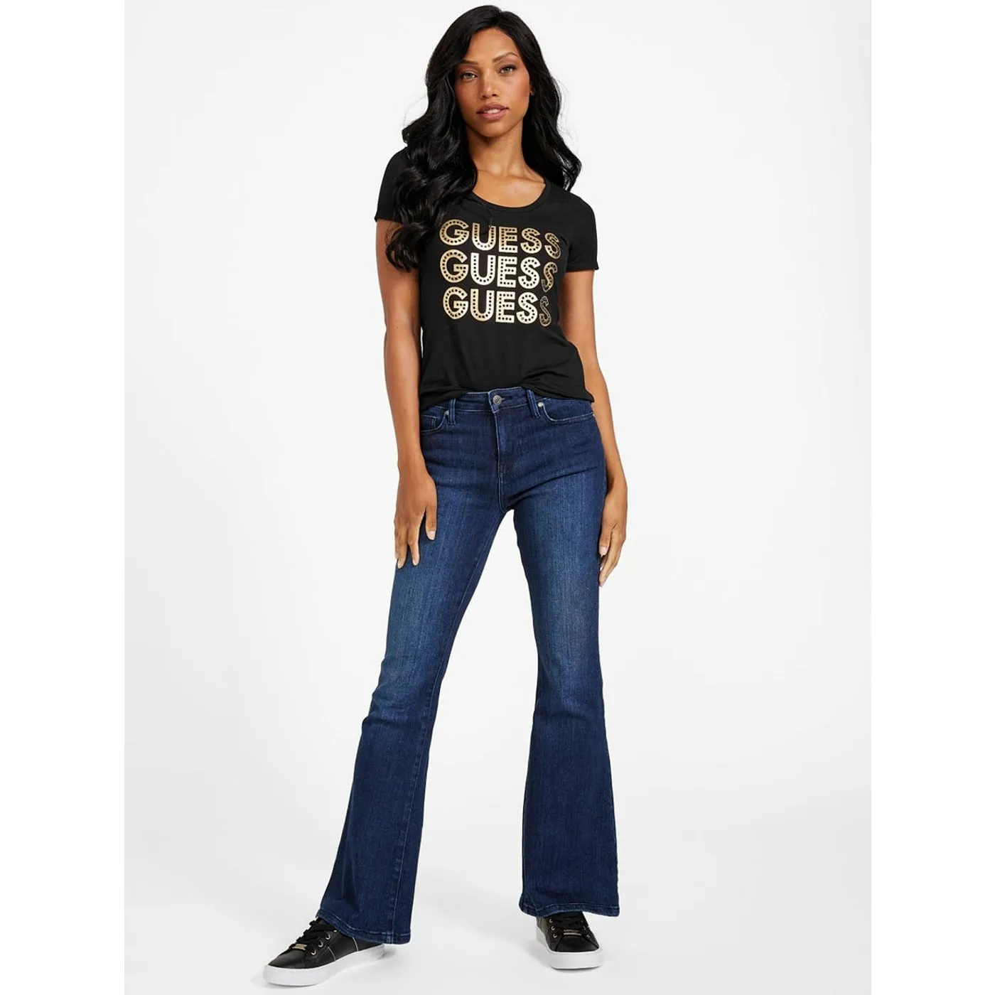 Dark Wash Mid Rise Flare Jeans