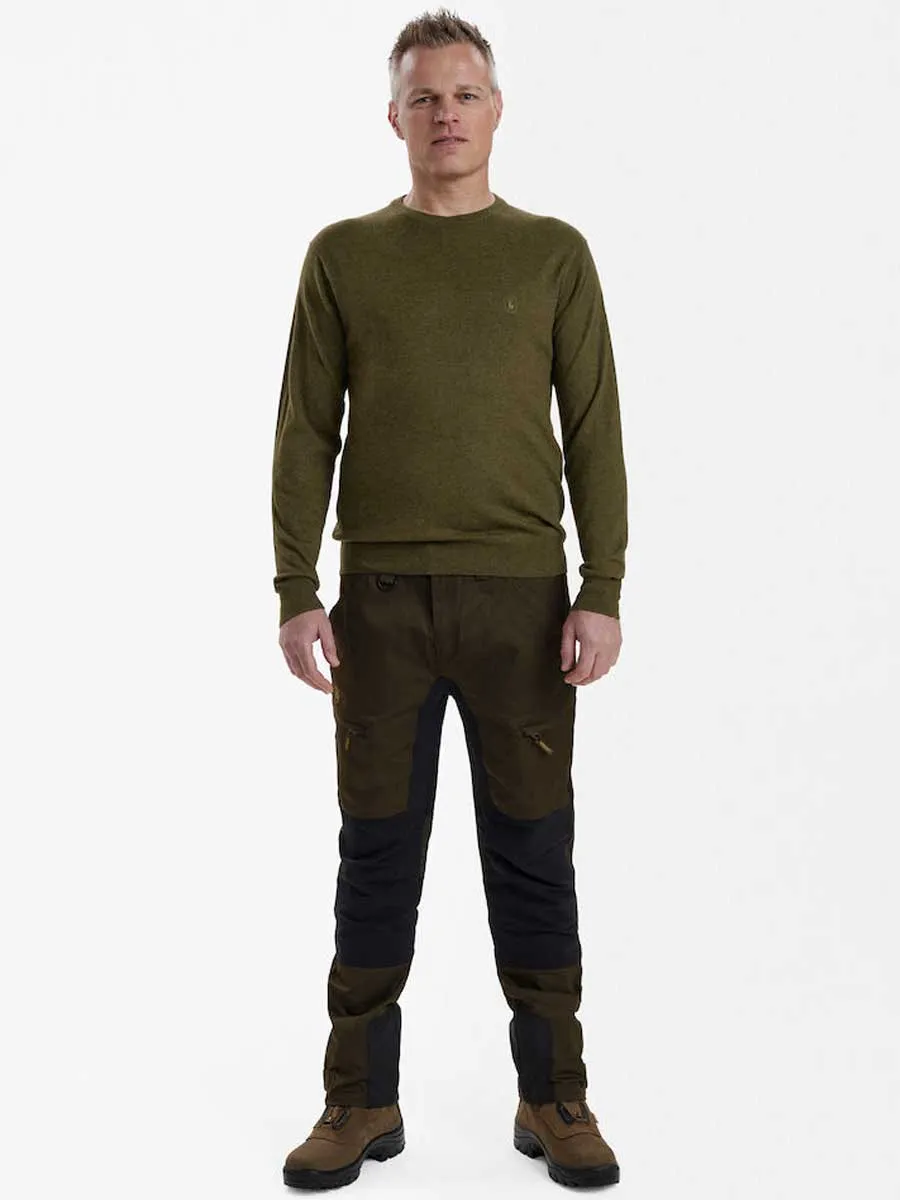 DEERHUNTER Kingston Knit O-Neck Jumper - Mens - Cypress