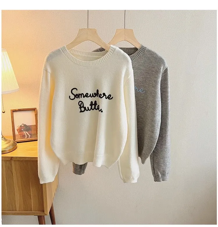 Designed embroidered round neck sweater for women long-sleeved sweater casual top      S4831