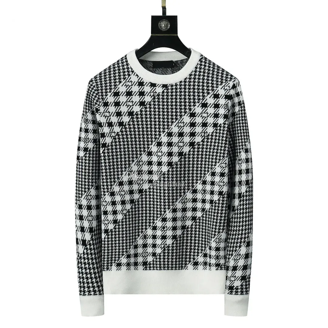 Designer Jacquard Plaid Men's Sweater Loose Relaxed Pullover Knitted Trendy Women's Shirt Long Sleeve Warm Letter Printing Autumn/Winter Versatile M-XXXL