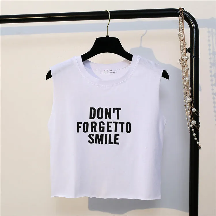 Dont Forget to Smile Harajuku Style Crop Top Shirt