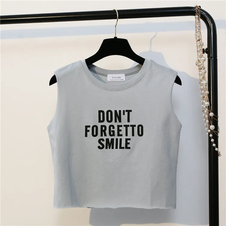 Dont Forget to Smile Harajuku Style Crop Top Shirt