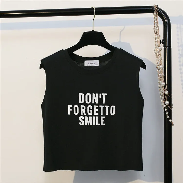 Dont Forget to Smile Harajuku Style Crop Top Shirt