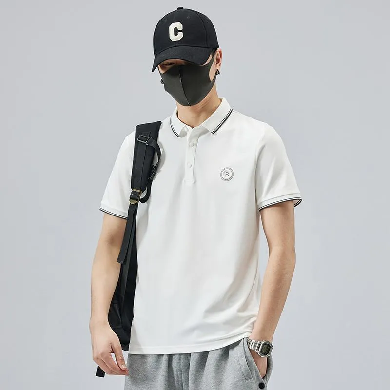 Elasticity Lapel Trendy Simplicity Pure Cotton Short Sleeve Polo Shirt