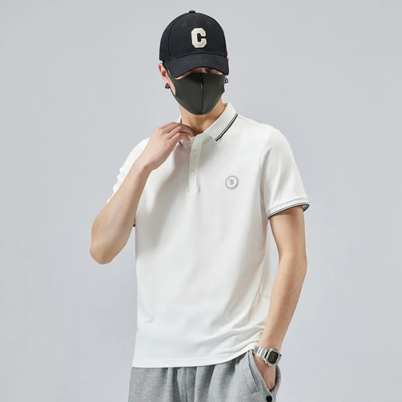 Elasticity Lapel Trendy Simplicity Pure Cotton Short Sleeve Polo Shirt