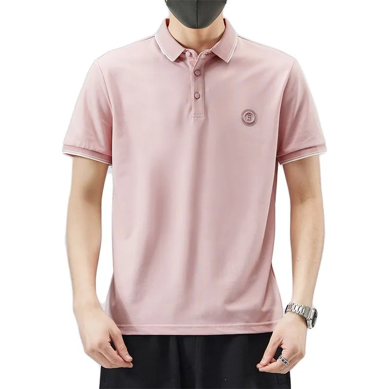 Elasticity Lapel Trendy Simplicity Pure Cotton Short Sleeve Polo Shirt