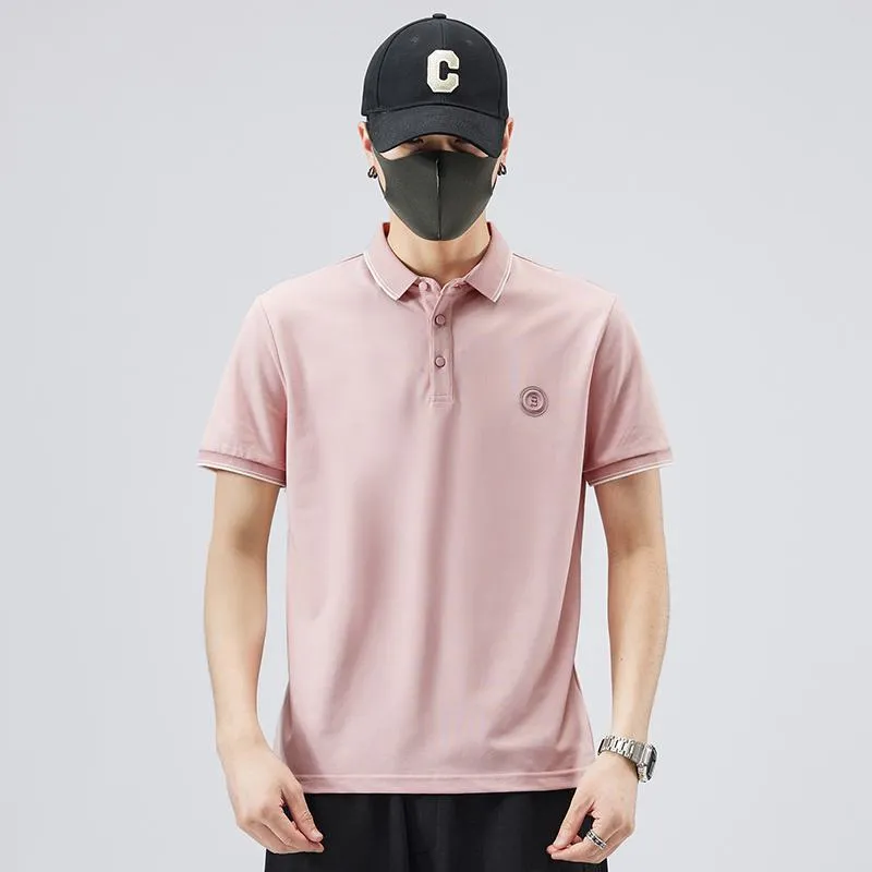 Elasticity Lapel Trendy Simplicity Pure Cotton Short Sleeve Polo Shirt