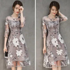 Elegant Organza Floral Party Dress   S537