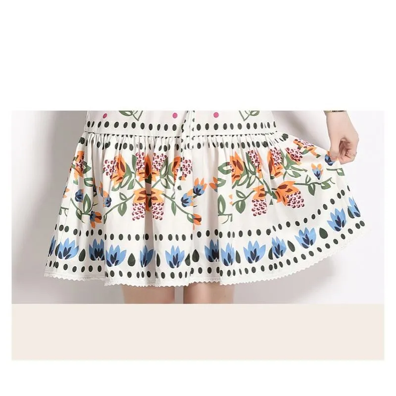 Fiber Water-Soluble Drawstring Polka Dot Colorful Print Dress