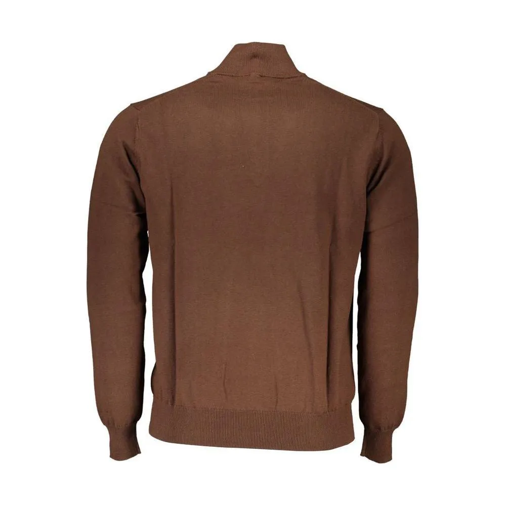 Harmont & Blaine Chic Brown Half-Zip Cotton Sweater