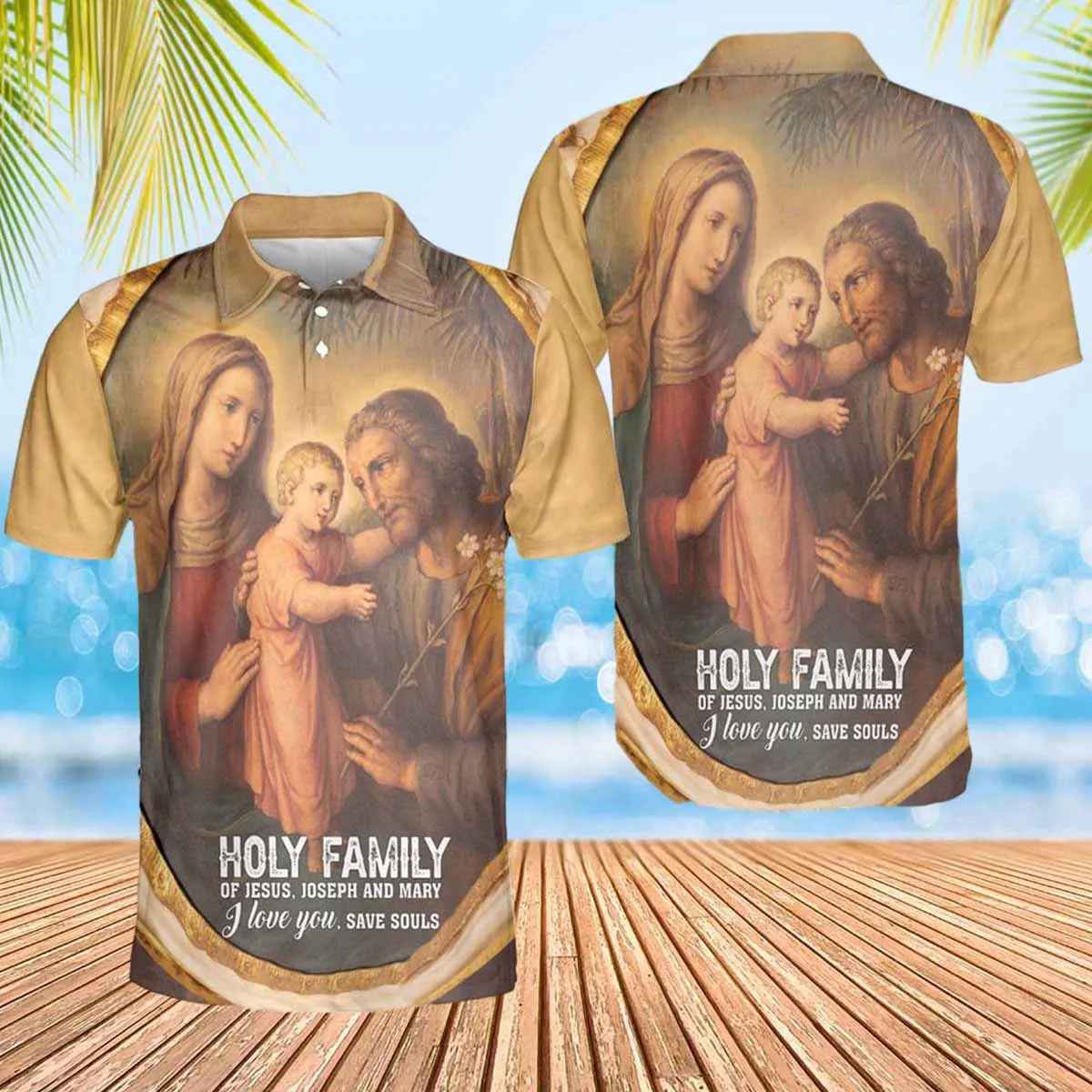 Holy Family Of Jesus Joseph And Mary Polo Shirts - Christian Shirt For Men And Women