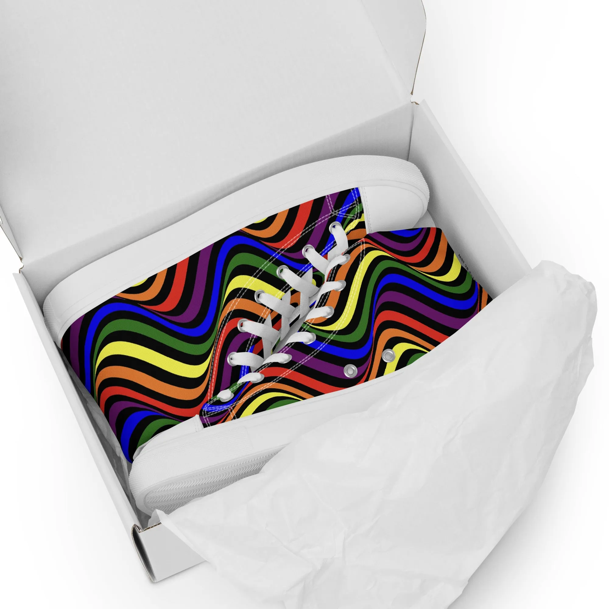 LGBTQ Pride Wavey Women’s High Top Canvas Athletic Shoes