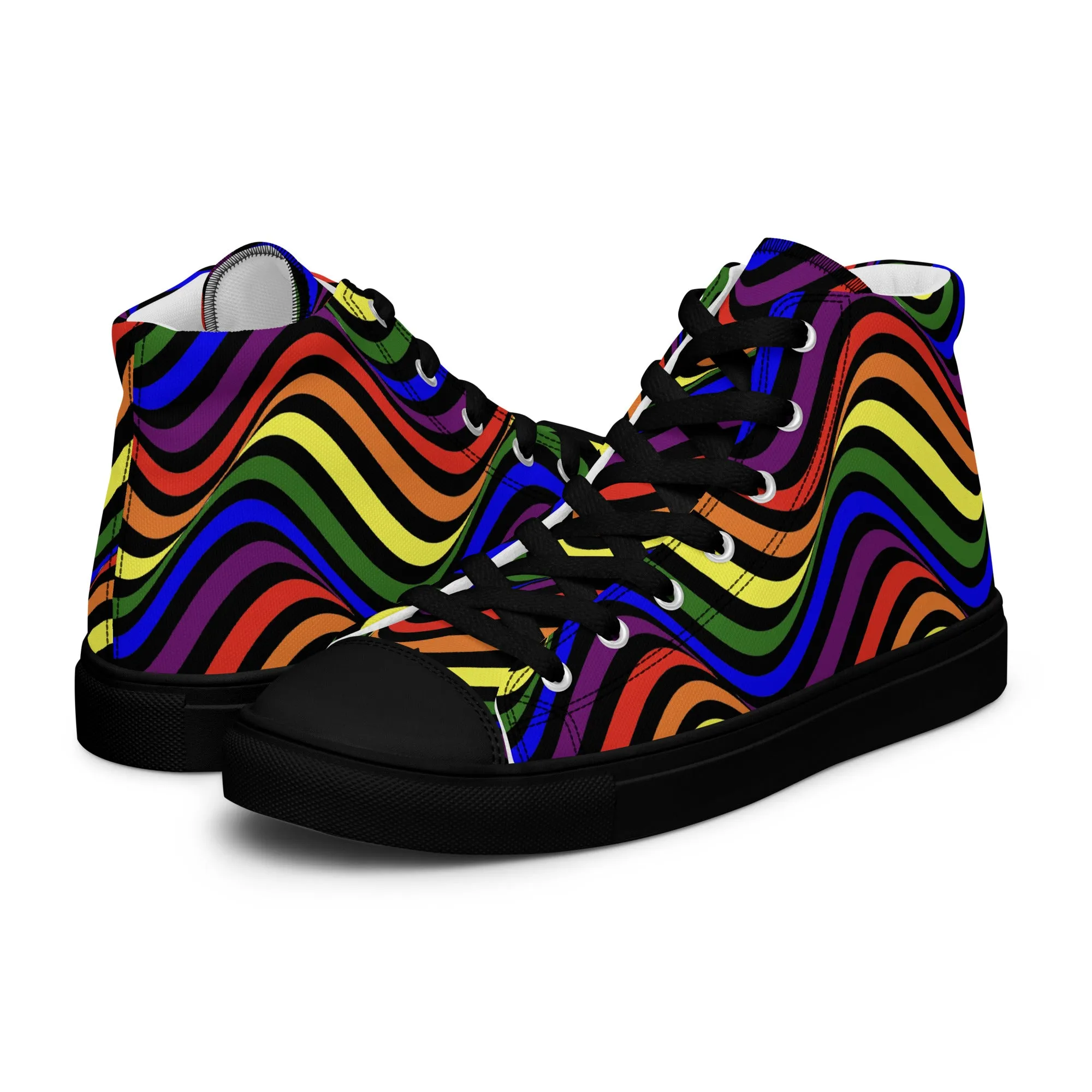 LGBTQ Pride Wavey Women’s High Top Canvas Athletic Shoes