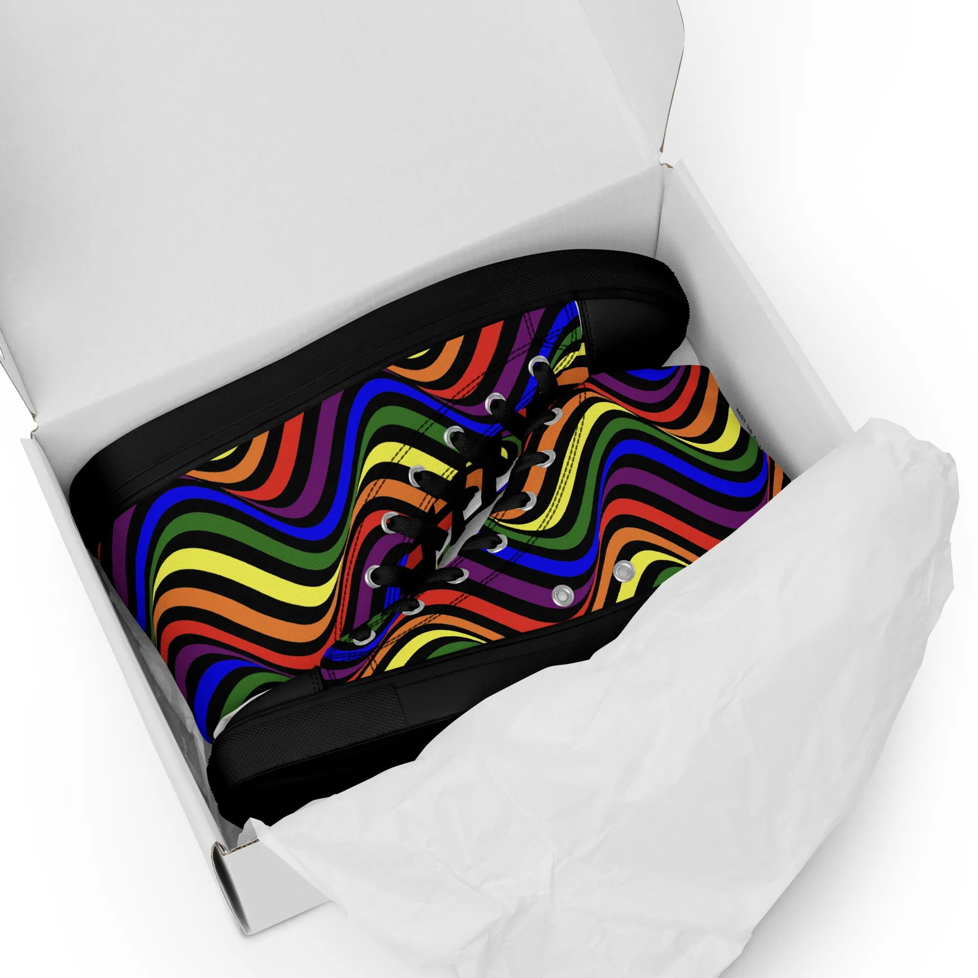 LGBTQ Pride Wavey Women’s High Top Canvas Athletic Shoes