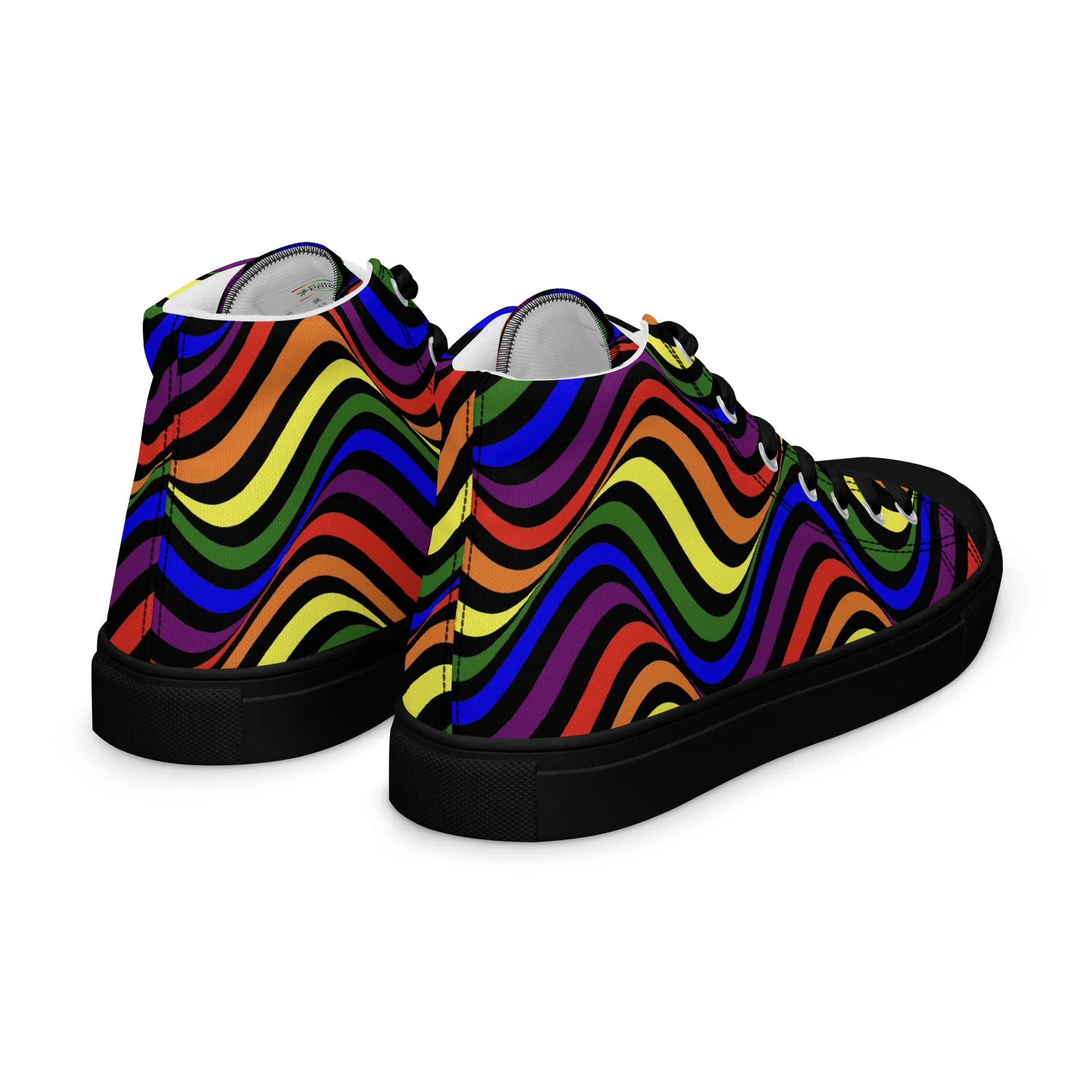 LGBTQ Pride Wavey Women’s High Top Canvas Athletic Shoes