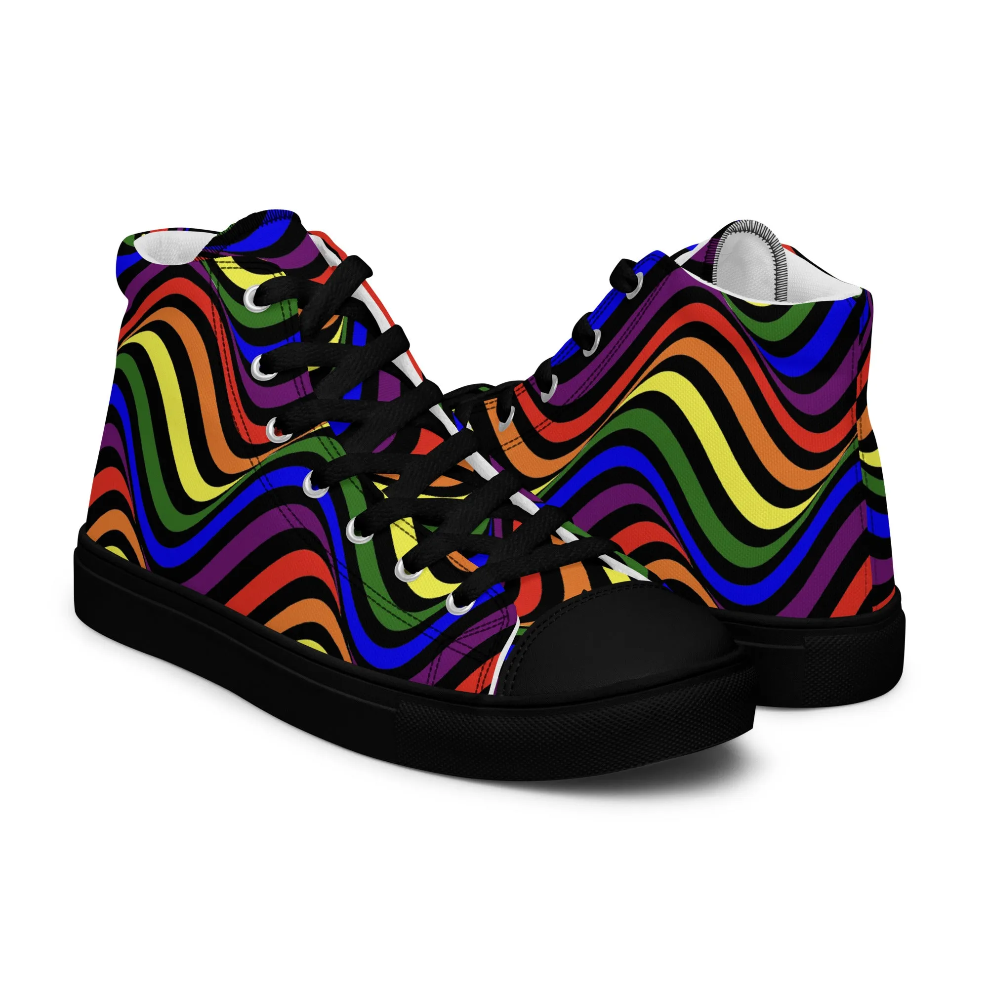 LGBTQ Pride Wavey Women’s High Top Canvas Athletic Shoes