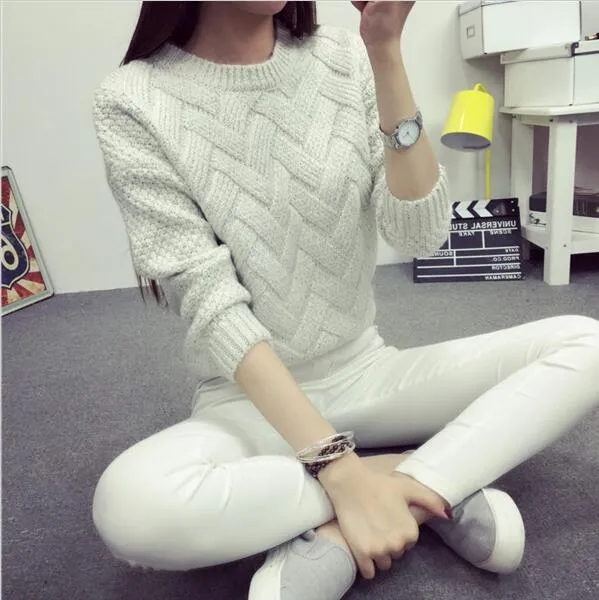 LuiseSandyHan 2017 Women Pullover Female Casual Sweater Plaid O-neck Autumn and Winter Style