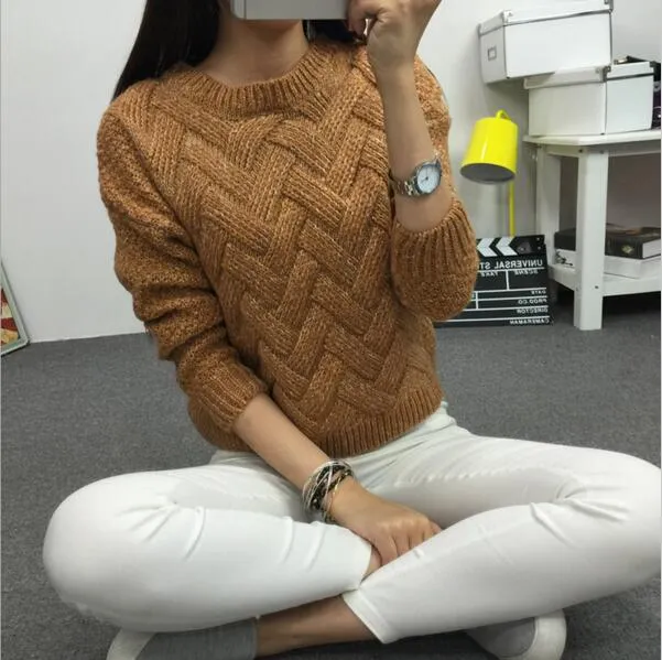 LuiseSandyHan 2017 Women Pullover Female Casual Sweater Plaid O-neck Autumn and Winter Style