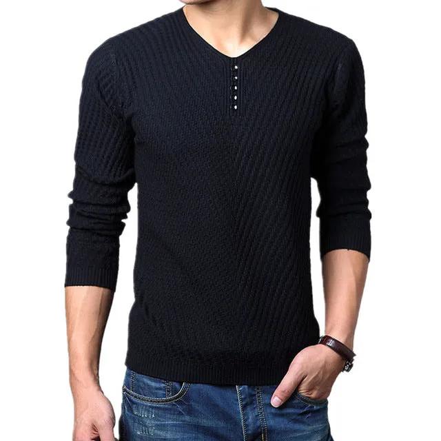 M-4XL Winter Henley Neck Sweater Men Cashmere Pullover Christmas Sweater Mens Knitted Sweaters Pull Homme Jersey Hombre 2019