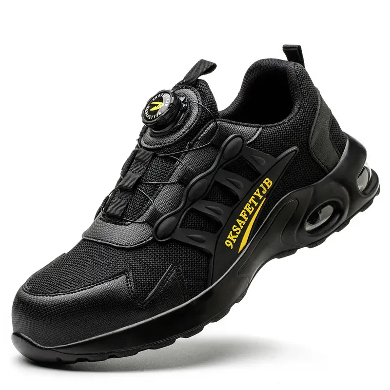 Men High Quality Safety Shoes Rotary Buckle Work Air Cushion Indestructible Sneakers - MS50297