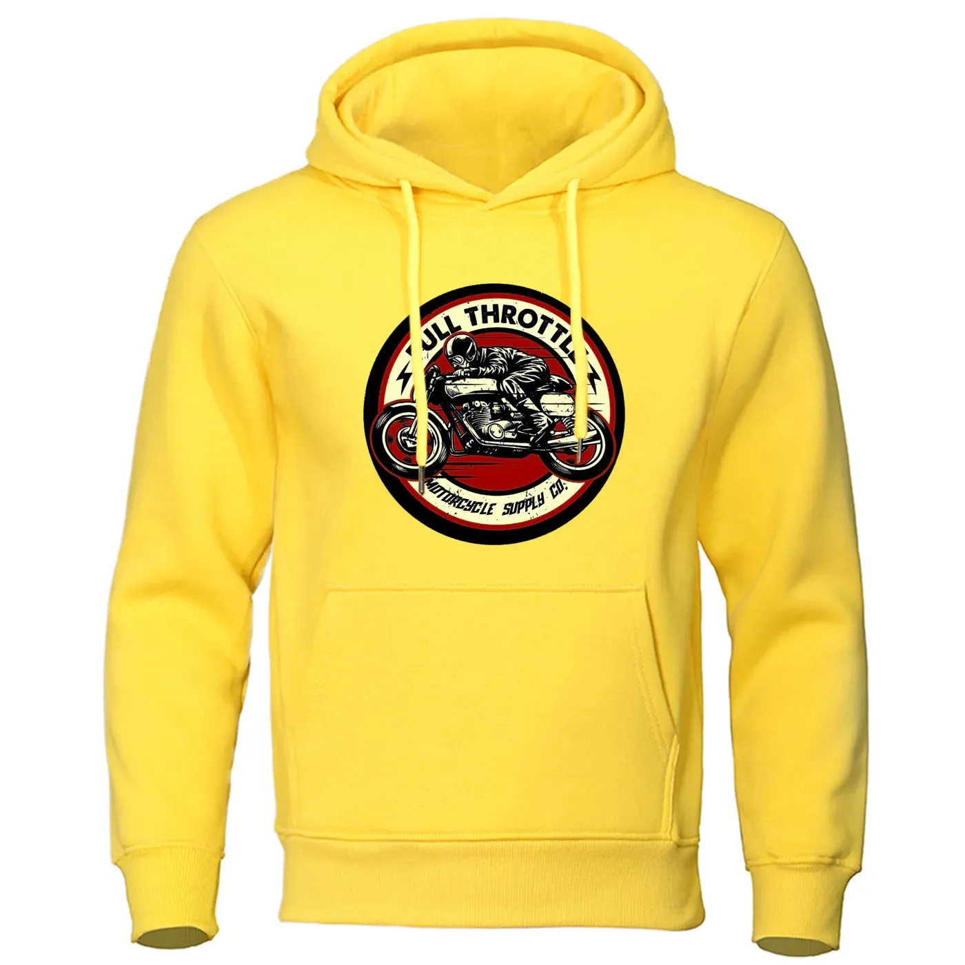 Men Hooded Biker Pullover. Hoody Warm Male Hip Hop Sportswear.