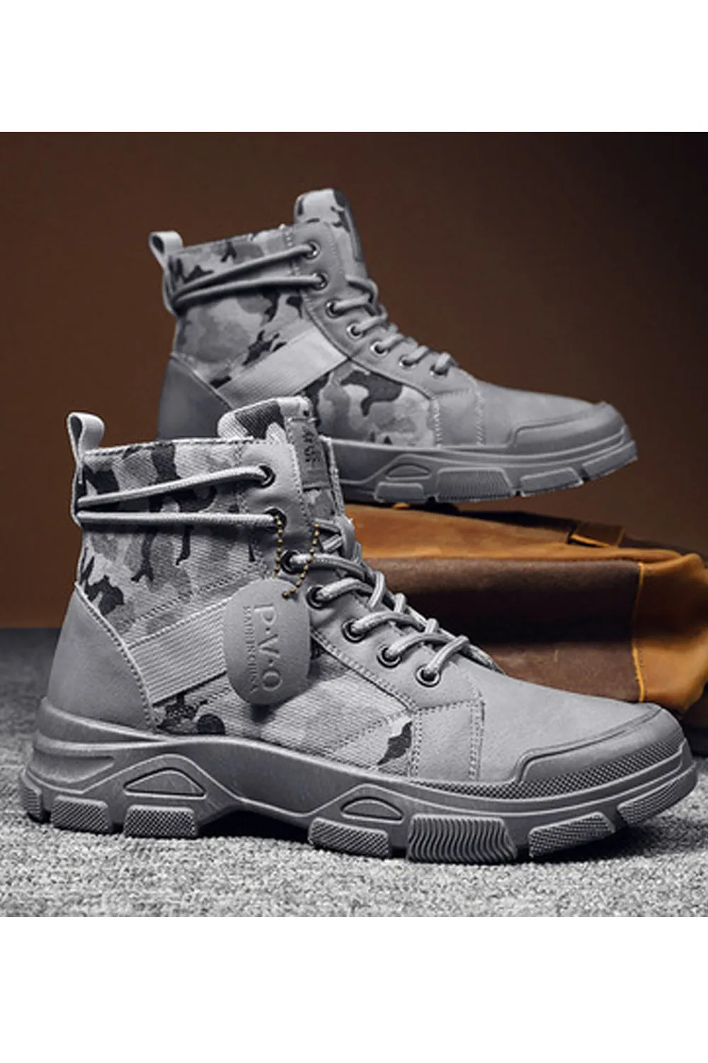 Men Stylish Camouflage Pattern High Top Trendy Casual Thick Bottom Boots - MSFHB94754