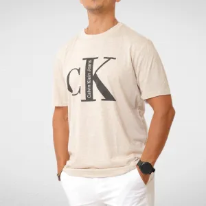 Men T-Shirt Round - Beige