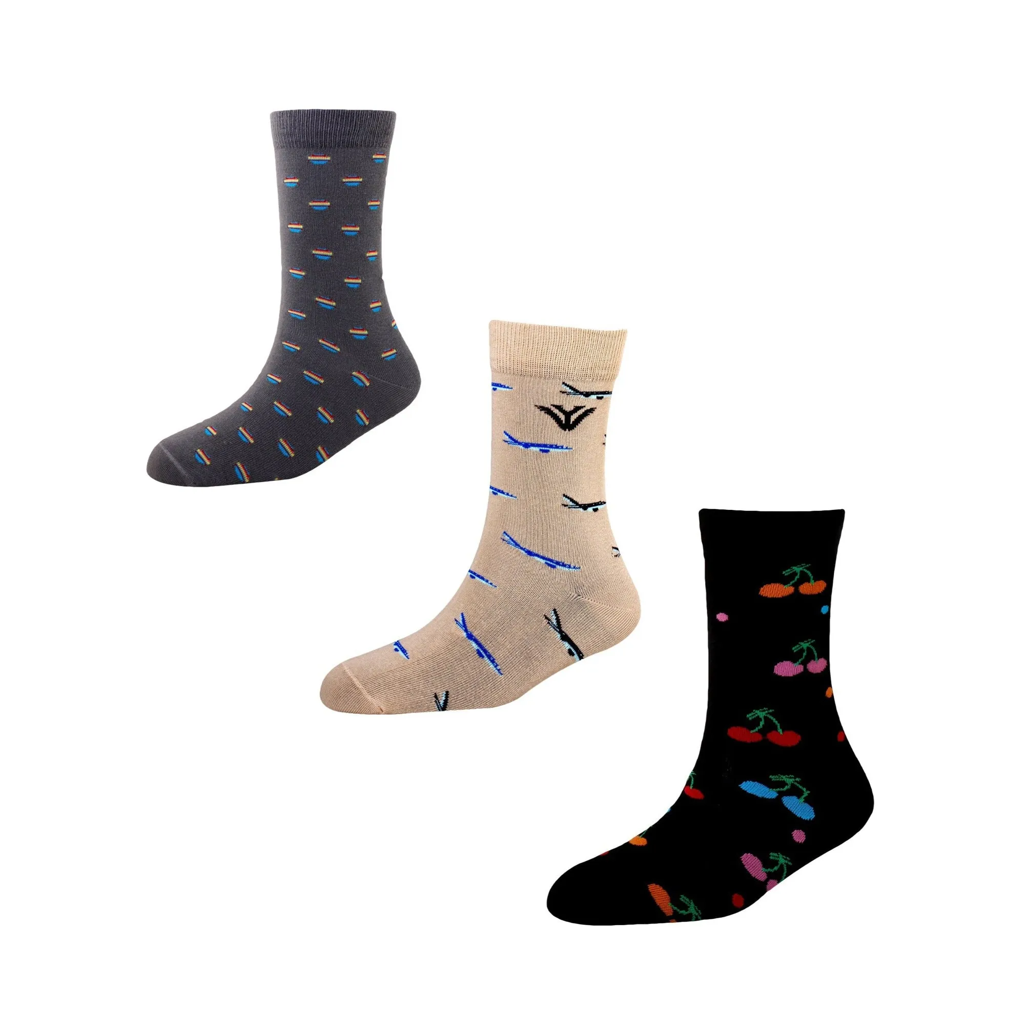 Men's FL011 Pack of 3 Cotton Fashion Crew Socks