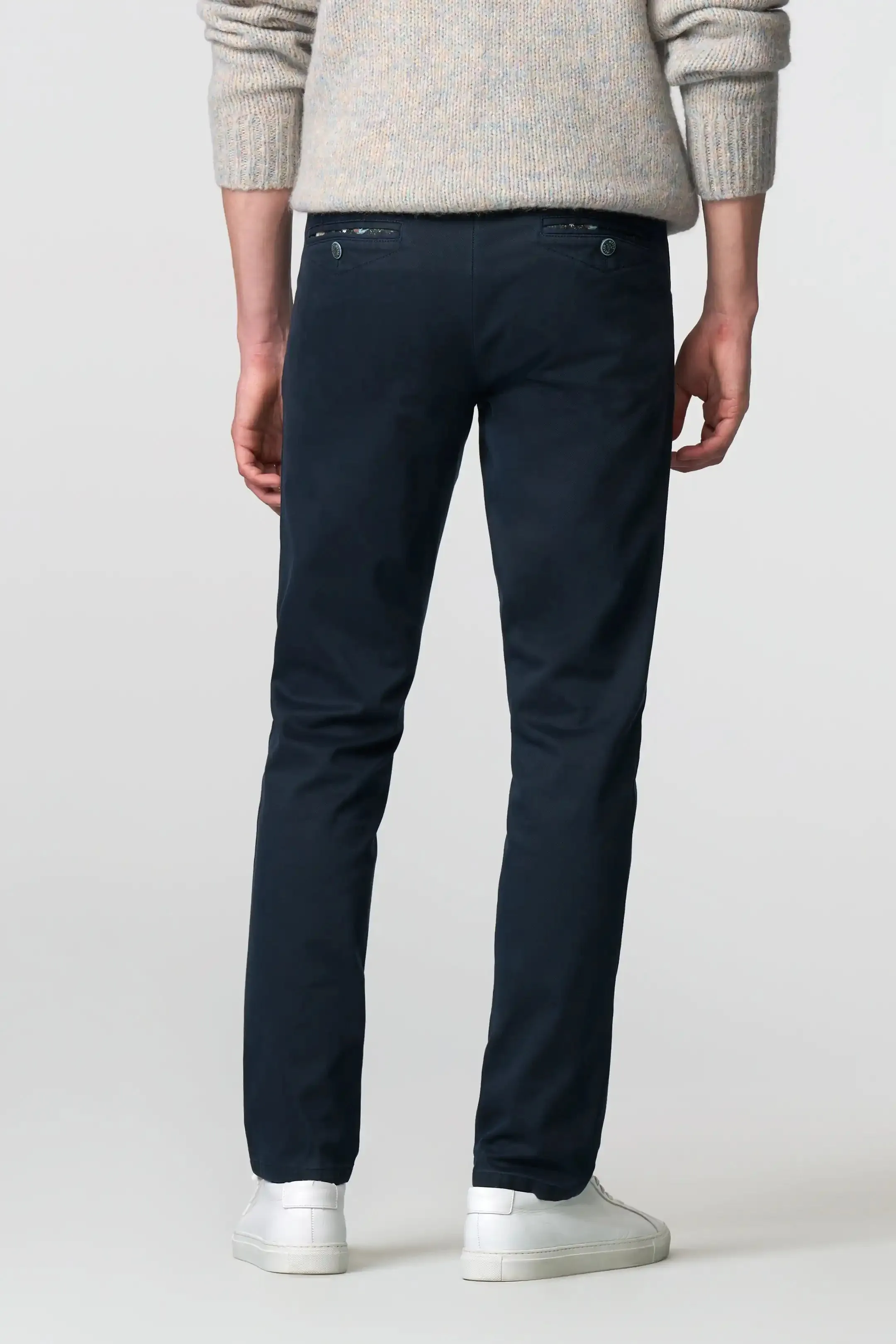 MEYER Chicago Trousers - 5613 Fine Micro Cotton Chinos - Navy