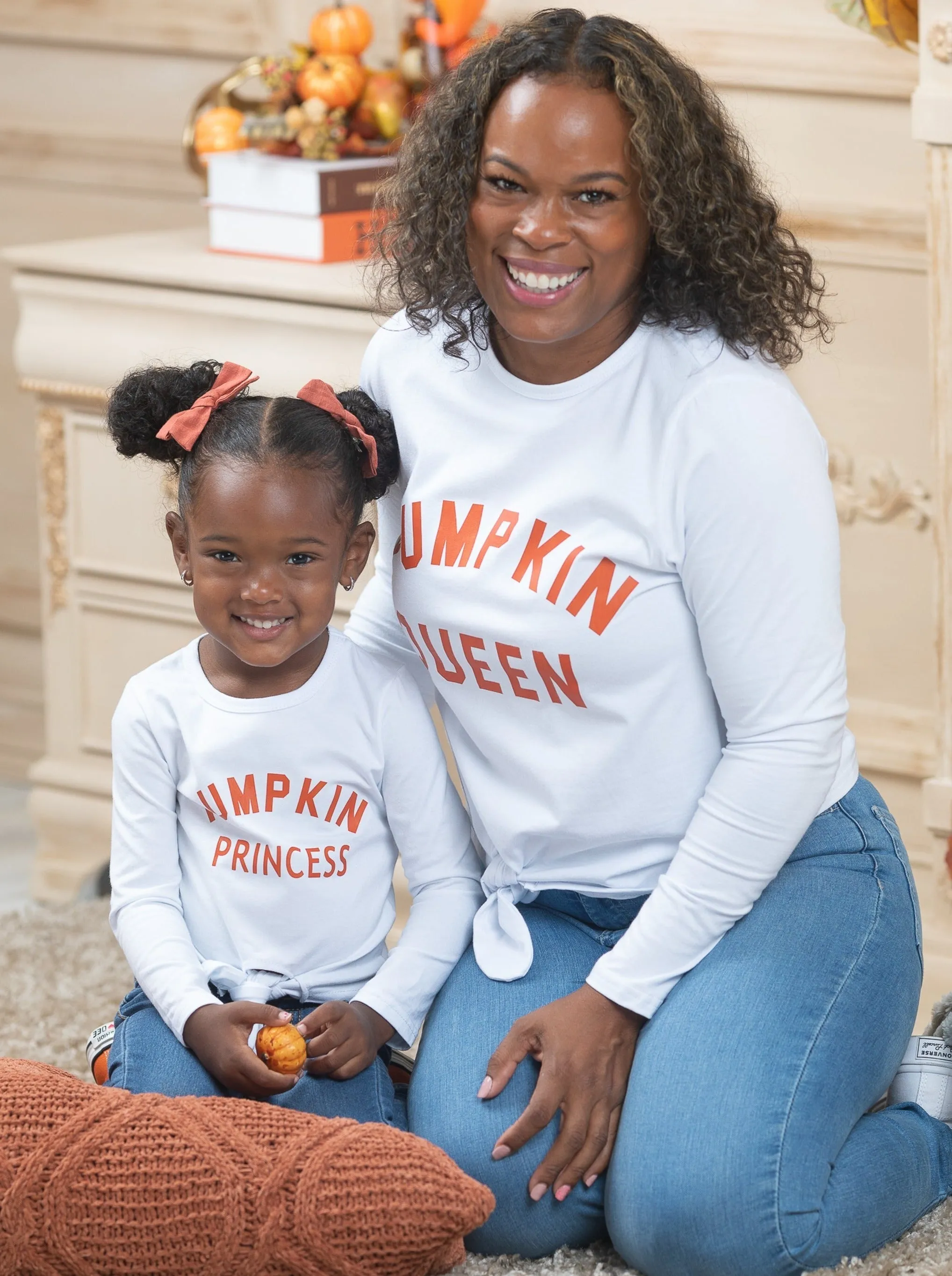 Mommy And Me Pumpkin Queen And Princess Tops