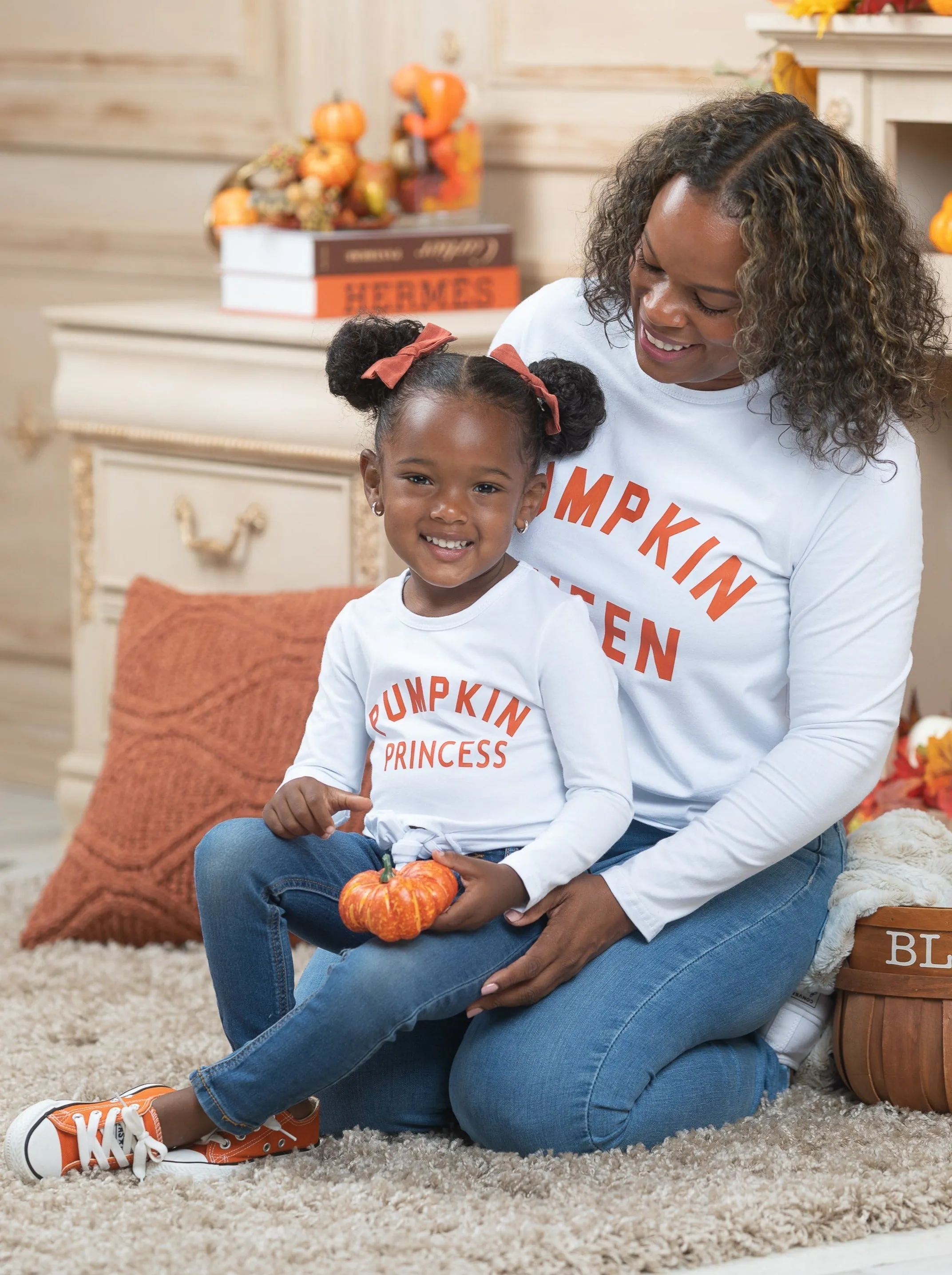 Mommy And Me Pumpkin Queen And Princess Tops