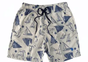 Patterned Swim Shorts - Beige Ships