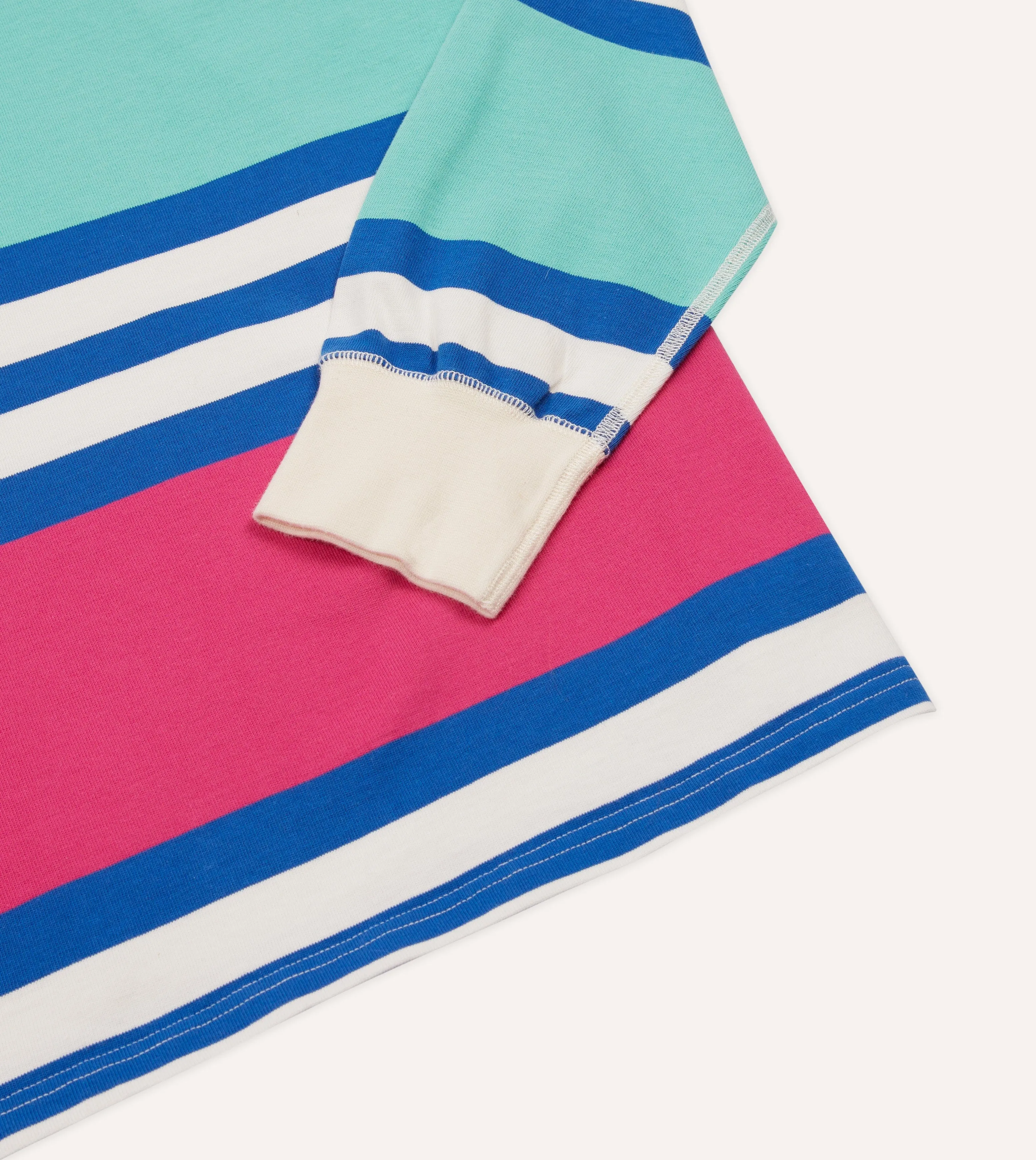 Pink, Green and Blue Stripe Cotton Rugby Shirt