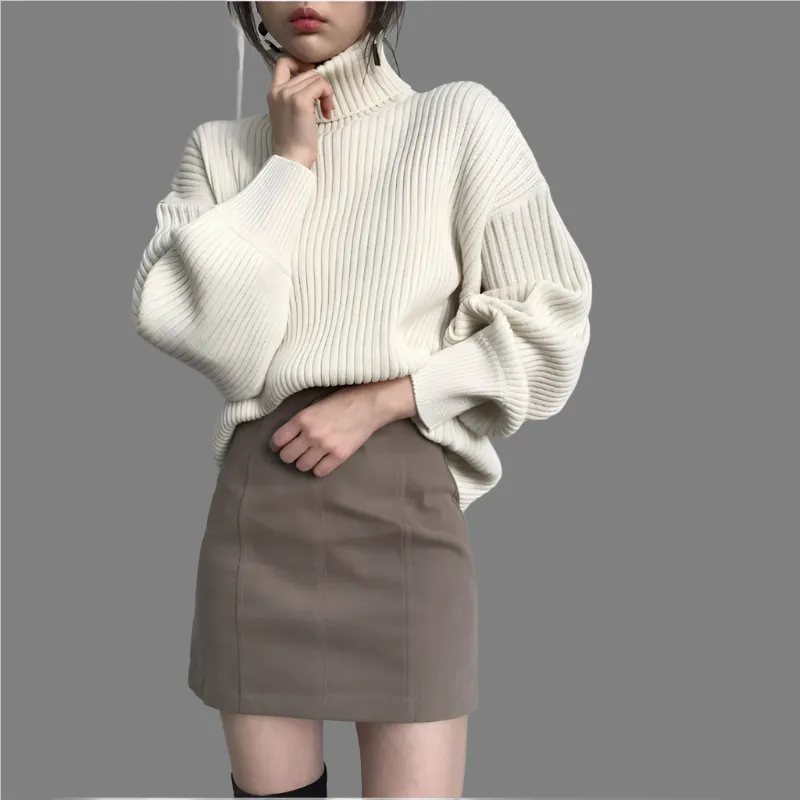 Pullover High-Necked Thickened Loose Fit Worn Outside Turtle Neck Lazy Sweater