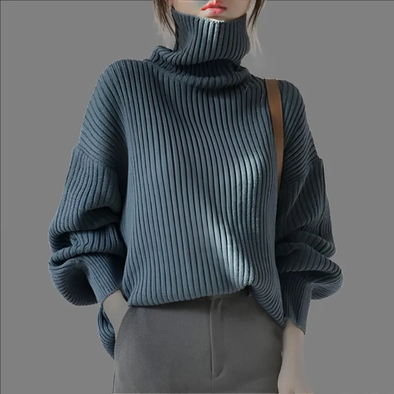 Pullover High-Necked Thickened Loose Fit Worn Outside Turtle Neck Lazy Sweater