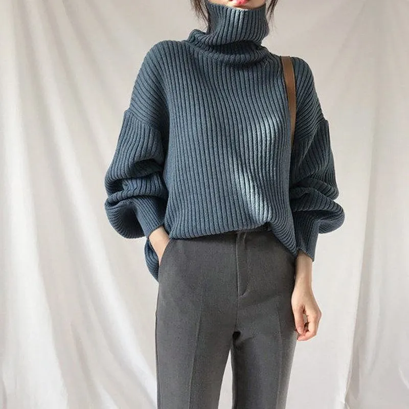 Pullover High-Necked Thickened Loose Fit Worn Outside Turtle Neck Lazy Sweater